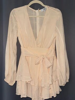 Rue21 Peach Long-Sleeve Wrap Mini Dress with Tie Waist